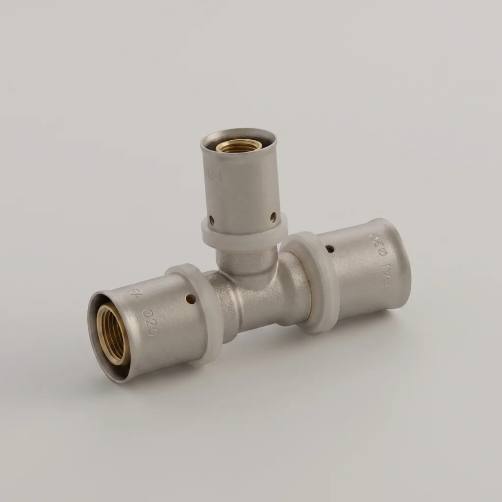 A107 PEX Reducing Tee 16 Mm × 20 Mm × 16 Mm – Press-Fit System - Image 1