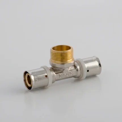 Té PEX 16 Mm × 1/2″ × 16 Mm Filetage Extérieur – Système À Sertir