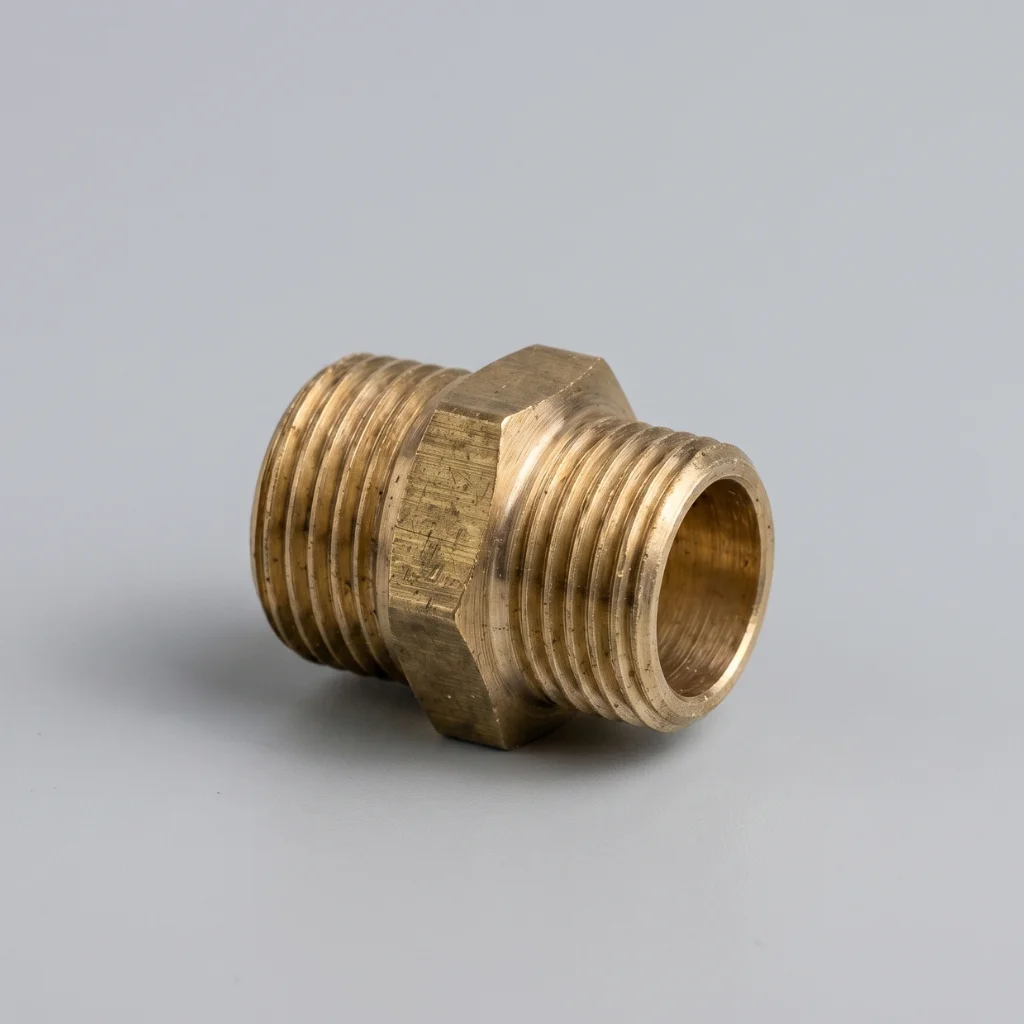 A128 Brass Reducing Nipple, 3/4″ × 1/2″ - Image 1